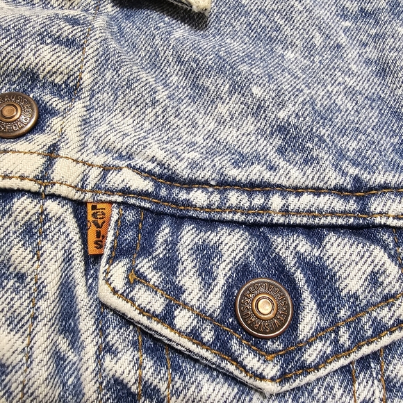 Kids Vintage Little Levis Orange Tab Denim Jean Acid Wash Jacket VTG 80s 90s - Picture 4 of 5